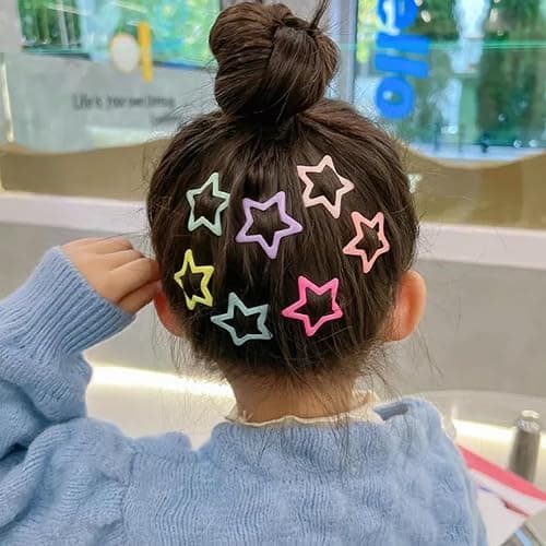 Star Hair Clips Snap Hair Barrettes Non Slip Star Hair Accessories Multiple Colors Metal Hair Clips for Girls Women -100PCS 1.18" thumbnail 6