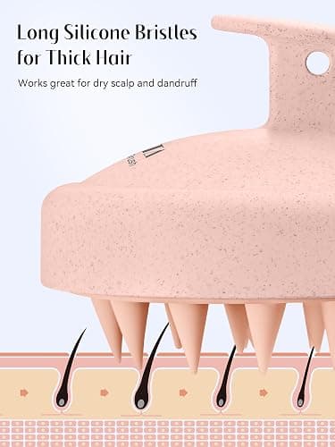 HEETA Scalp Massager Hair Growth, Silicone Scalp Scrubber Shampoo Brush for Exfoliation, Dandruff Removal & Head Massage Stress Relax, Wet & Dry Use for Thick, Thin Hair Care, Wheat Straw Light Pink thumbnail 6