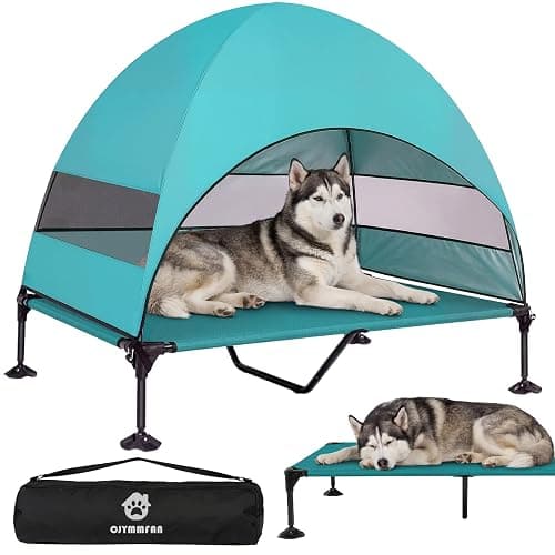 Elevated Dog Bed with UV-Proof Canopy, Outdoor Dog Tent with Powerful Adjustable Feet, Portable Pet Cot with Wider Shade, Raised Cooling Bed for Camping, Patio, Beach, Poolside - Image 1