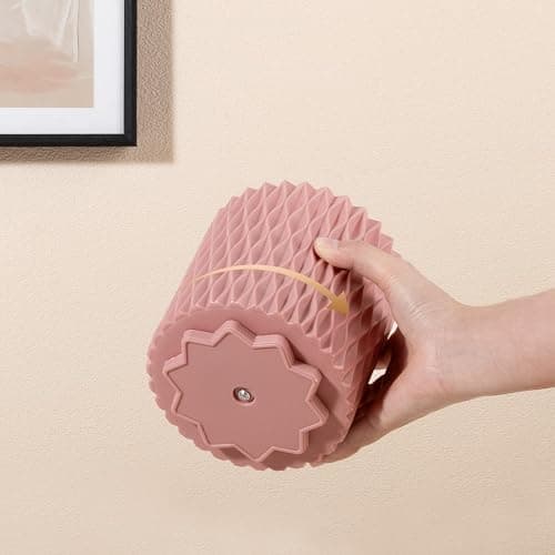 Anyoifax Makeup Brush Holder Organizer 361°Rotating Make Up Brushes Container for Vanity, Spinning Cosmetics Storage Cup, Ripple Pink thumbnail 5