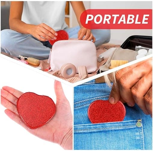 mpowtech Red Heart Shaped Compact Mirror for Purse,1x/2x Magnification Cute Travel Mirror with Glitter,2.76 inch Double-Sided Mini Folding Mirror,Small Pocket Mirror for Gift,Travel Essentials thumbnail 8
