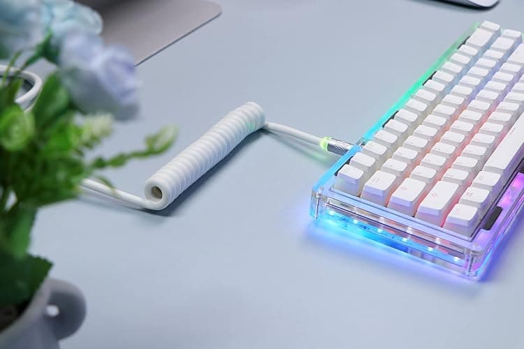 EPOMAKER Puff Aviator Coiled USB Cable, Type C Detachable Mechanical Gaming Keyboard Cable for Win/Mac/Gamers, Suitable for RT100/TH68 PRO/TH80 PRO/TH96/TH80 SE/CIDOO V65. etc(Puff White) thumbnail 4