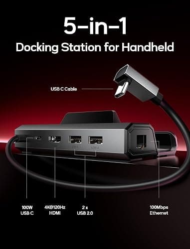 JSAUX Upgraded Docking Station 4K@120Hz for Steam Deck OLED/ROG Ally X/Legion Go/MSI Claw, 5-in-1 Steam Deck Dock with HDMI 2.1, 100Mbps Ethernet, USB 2.0 and 100W Charge for Steam Deck LCD-HB0602 thumbnail 2