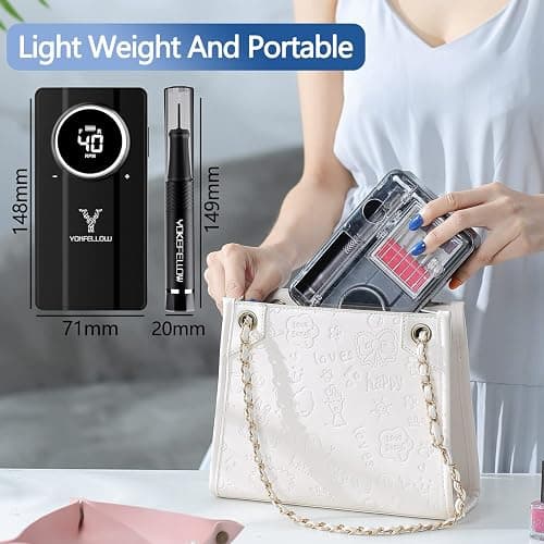 Yokefellow Nail Drill, Professional Portable 40000RPM Nail Drills Machine Electric Engraving Drill for Glass Black thumbnail 7