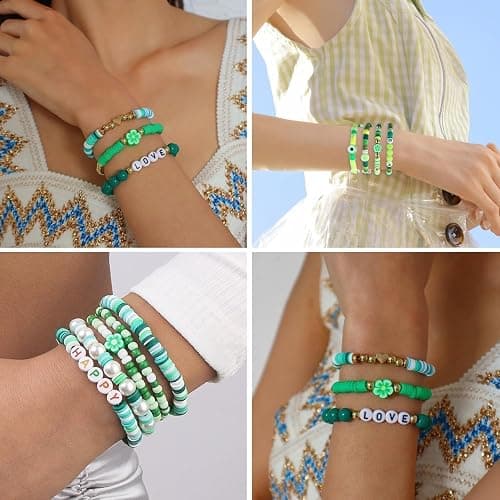 THRELE 3500pcs Green Clay Beads for Bracelets Making 6mm Heishi Beads Polymer Flat Round Disc Clay for Jewelry Making Green Bead Crafts thumbnail 6
