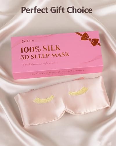 BeeVines Pure Silk 3D Sleep Mask for Women, Luxury 100% 22 Momme Mulberry Silk 3D Contoured Eye Mask for Lash Extensions, Zero Eye Pressure & Blackout Blindfold for Sleeping, with Adjustable Band thumbnail 7