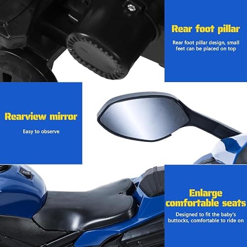 12V Electric Motorcycle for Kids, Kids' Electric Dirt Bike with Training Wheels, Motorcycle for 3-8 Year Olds,Bikes for with LED Lights, Up to 9 MPH thumbnail 9