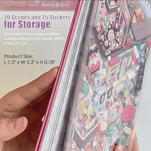 TIYIMIYUXU 3D Sticker Scene Book,Sticker Therapy for Adults,Include 20 Beautiful House Isometric 3D Space DIY Scene Stickers Book,Cute Art Stickers for Girls thumbnail 6