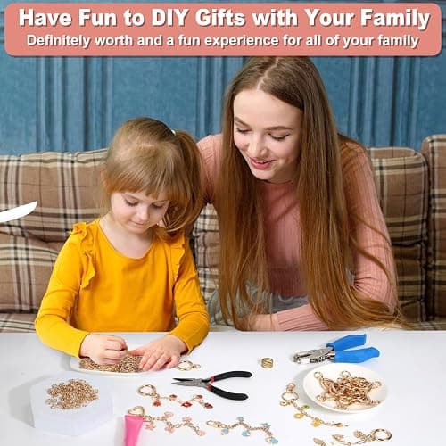 485 Pcs Charms Lip Gloss Keychain Making Kit, DIY Bag Charm Kit Including 40 Key Chain Hooks 30 Extender Chains 212 Gold Charms & Letter 200 Jump Rings 1 Plier and 1 Puncher for Craft Supplies thumbnail 6
