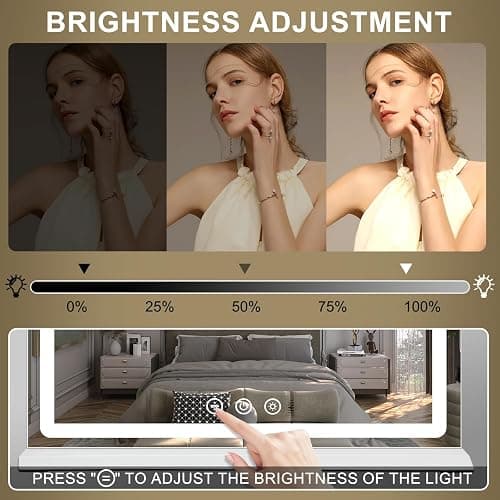 LIANWANG Hollywood Schminkspiegel mit Beleuchtung, Hollywood Spiegel mit 3 Farbtemperaturen, Groß Schminkspiegel mit Touchscreen-Steuerung und USB Für Makeup 80 X 57cm thumbnail 4