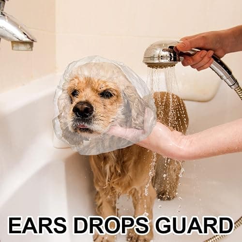 Weewooday 32 Pieces Disposable Pet Shower Caps - Plastic Dog Ear Covers for Bathing, Drops, Guard - Transparent Overhanging Ears Protection for Puppy, Kitten, Small Pets Bath, Shower, Rain Water thumbnail 7