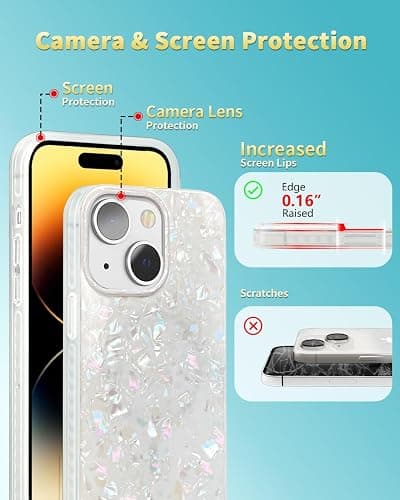 SCORPIFY for iPhone 15 Plus Case [Compatible with MagSafe] with Colorful Pearl Iridescent Design, Cute Clear Magnetic Phone Cover for Women Girls and Men, Bumper with Mother of Pearl Shell Pattern thumbnail 7