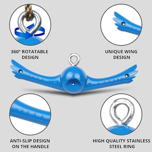 YAMIPROBI Ninja-Twister Swing Spins Set: Slackline Attachments - 360° Handle Twist-Spin Flips Toy Activate Ninja Powers Warrior Accessories Kids Hang Toys for Playground Backyard Blue thumbnail 3