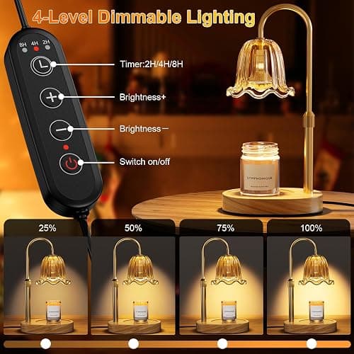 Draome Candle Warmer Lamp - Dimmable & Timer, Height Adjustable Flameless Candle Lamp for Jar Candles, Ideal Gifts for Women's Birthday, Christmas & Anniversary(Includes 2 Bulbs) thumbnail 3