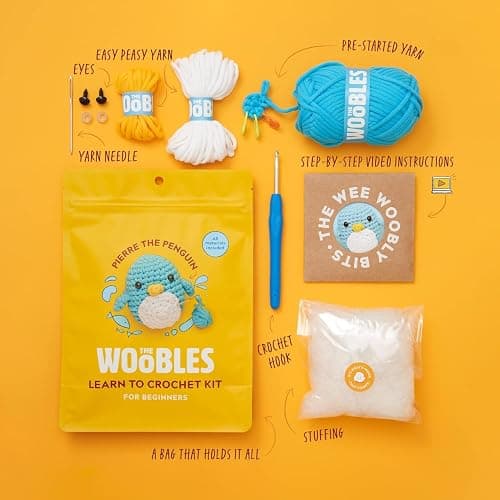 The Woobles Crochet Kit for Beginners - Easy Arts and Crafts Knitting & Crochet Animals Kit As Seen On Shark Tank - Pierre The Penguin thumbnail 2