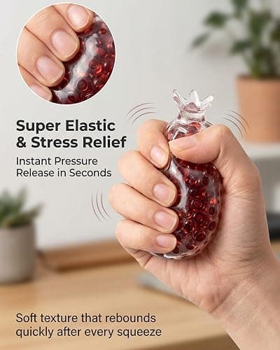 Pomegranate Squishy Fidget Stress Ball – Crunchy ASMR Squeeze Toy for Adults & Kids | Tactile + Auditory Anxiety Relief | Soft, Portable, Non-Toxic Sensory Ball thumbnail 4