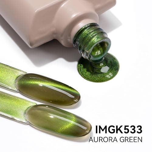MAYCHAO 15ML Cat Eye Gel Nail Polish 1Pc Aurora Green Gel Polish with Magnet Soak off Holographic Magnetic Nail Polish for Nail Art Manicure Salon DIY at Home, 0.5 OZ thumbnail 2