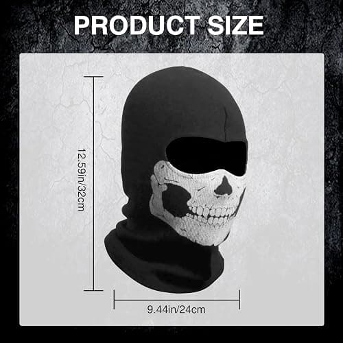 Bettinay Call of Duty Ghost Mask, Skateboard Motorcycle Full Face Skull Balaclava Cosplay Costume, Outdoor Sport Ski Masks for Men Black thumbnail 2