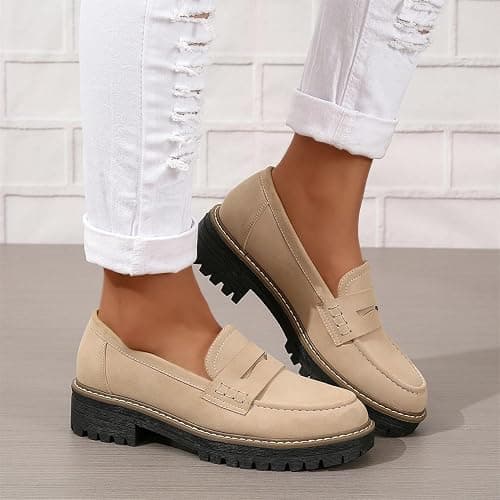 Womens Loafers Shoes Platform Chunky Penny Loafer Lug Sole Comfortable Slip On Work Office Business Casual Dress Shoes, US Size 5-11.5 thumbnail 4