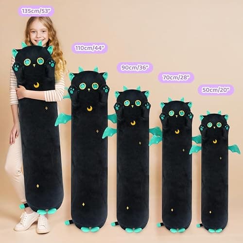 Mewaii Long Cat Plush, 5 Sizes, 120% Extra Filling Giant Plushness Kids Body Pillow, Kawaii Cute Big Eyes Stuffed Animal Plushie, Big Long Body Pillow Cat Plush Gift for Girls 20' thumbnail 6