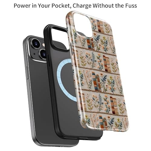 STARVIP for iPhone 14 Case Cute - Wireless Charging Compatible - Dual-Layer Hard Shell + Silicone Cover - Aesthetic Protective Phone Case for Women - Vintage Floral Bookish thumbnail 3