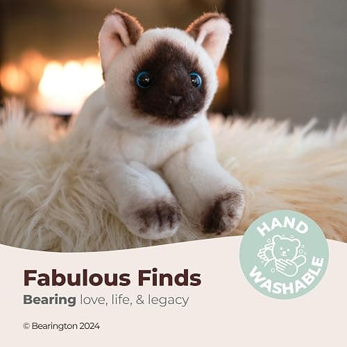 Bearington Lil’ Cleo Siamese Cat Plush - Cat Stuffed Animal - 8" Siamese Soft Plush Kitty Toy with Realistic Details and Floppy Body for Kids and Toddlers - Adorable Gifts for Kitten Lovers thumbnail 3