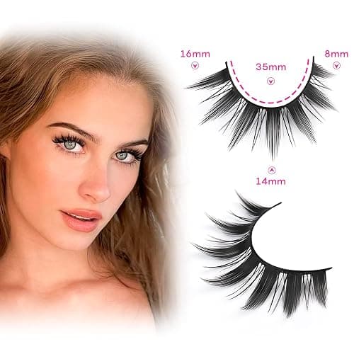 False Eyelashes 10 Pairs Manga Lashes Japanese Style Anime Thick Cosplay Lashes Natural Look 16MM Spiky 8D Wispy Faux Mink Lashes Full Strip Doll Lashes by FANXITON thumbnail 3
