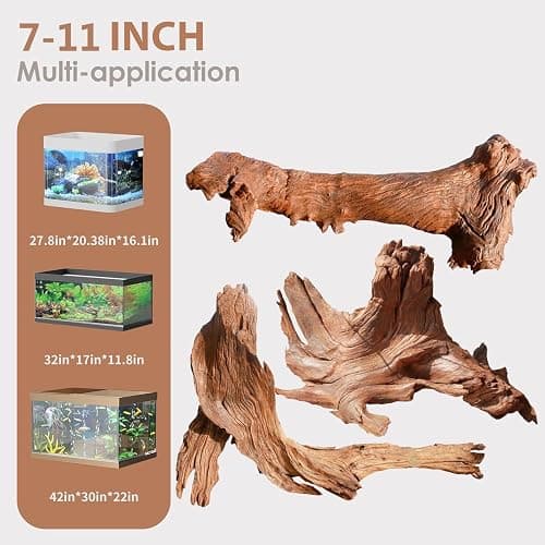 Jorewood Natural Aquarium Driftwood for Fish Tanks & Reptile Terrariums – Safe Fish Tank Decorations, Unique Twisted Branches 3-Piece 7-11 Inch Low Tannin, Easy to Sink thumbnail 2