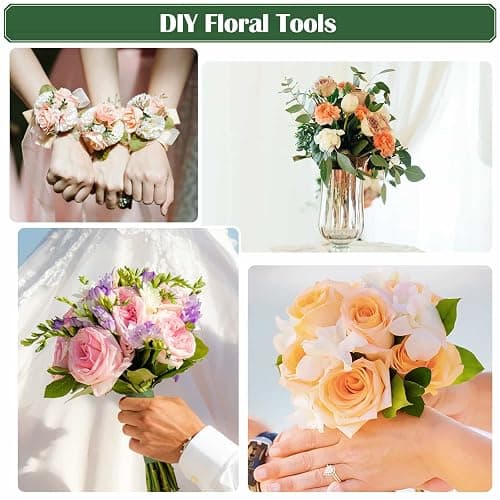 PAXCOO Floral Arrangement Kit with Green Tape and Wire, Boutonniere Flower pin, Wire Cutter for Wreath Making Supplies thumbnail 2