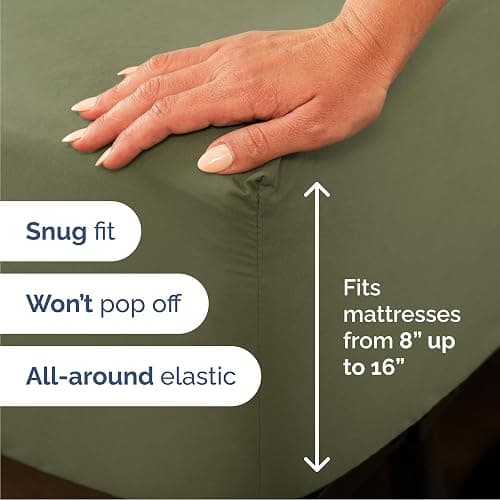 Queen Size 4 Piece Sheet Set - Breathable & Cooling Sheets - Sage Green | Hotel Luxury Bed Sheets for Women & Men, Deep Pockets, Easy-Fit, Extra Soft and Wrinkle Free Sheets, Oeko-Tex Bed Sheet Set thumbnail 3