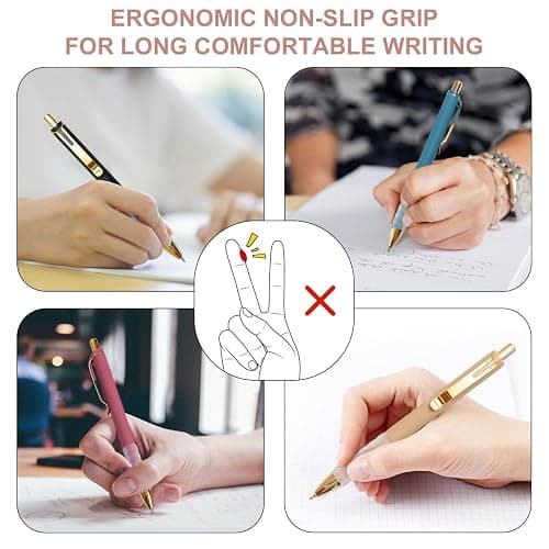 Linbsunne Ballpoint Pens Black Medium Point 1mm Pen with Super Soft Grip Ball Point Pen for Men Women Retractable Pens (gold-12 pcs) thumbnail 3