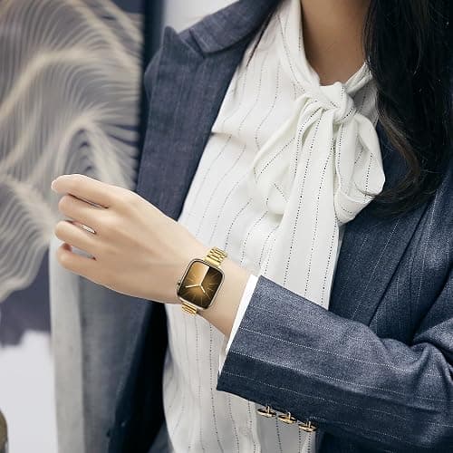Tasikar Thin Metal Band Compatible with Apple Watch Band 49mm 46mm 45mm 44mm 42mm Women Stainless Steel Replacement Strap Compatible with iWatch Ultra SE Series 10 9 8 7 6 5 4 3 2 1, Gold thumbnail 6