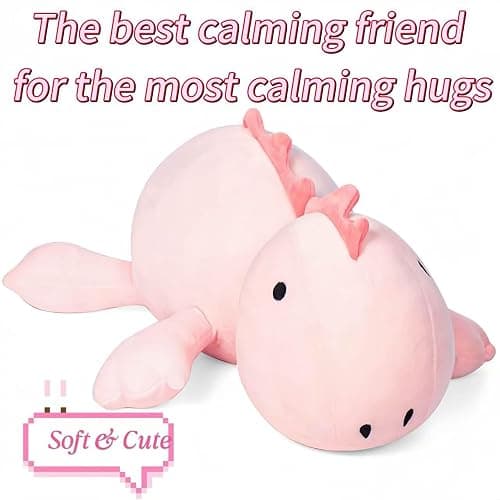 JOD® Weighted Dinosaur Stuffed Animals, Dinosaur Weighted 5 lbs, 26" Large Weighted Plush Animal, Cute Plush Toy Pillow, Soft Dino Plushie Gifts for Adults, Boys & Girls (66 CM Pink) thumbnail 4