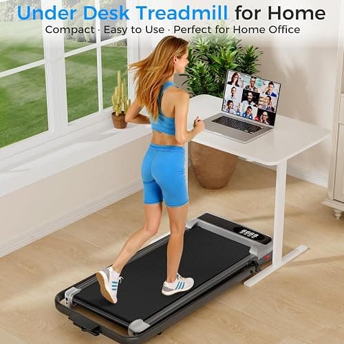 Walking Pad Treadmill with 8% Incline for Home Office,3.0HP Low Noise Portable Folding Under Desk Treadmill with Remote Control,Jogging Running Machine,350 Lbs Capacity,LED Display,Handle Bar thumbnail 9