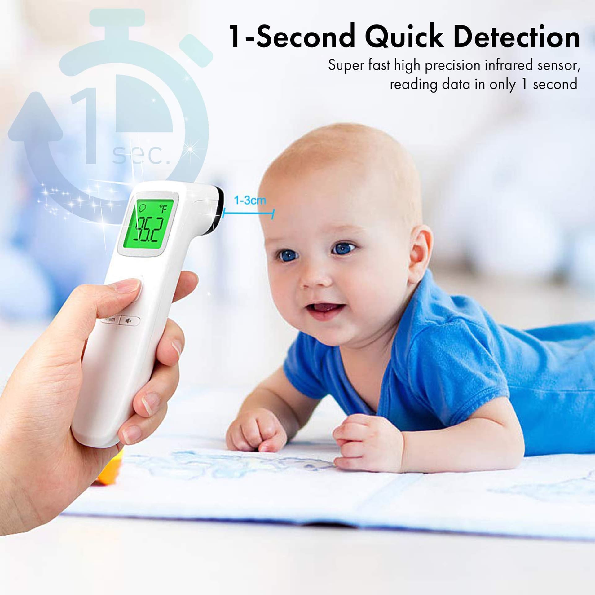 Digital Forehead Thermometer Non-Touch for Baby, Children, Parents Infrared Sensors for Fast Clinically Accurate Readings Less Than 1s, Detects Fever and High Temperature ARTG ID: 388490 thumbnail 4