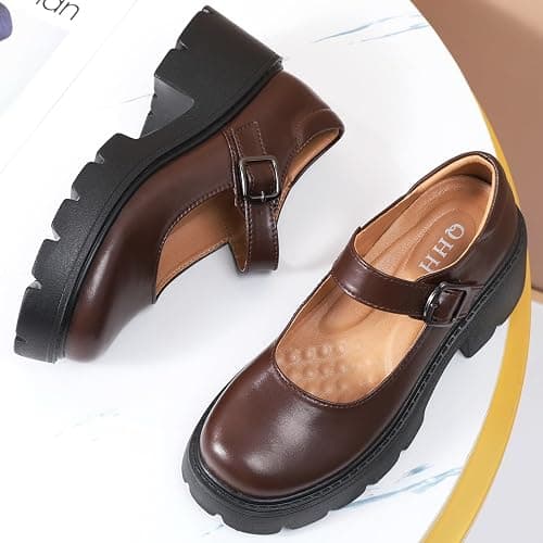 QHH Mary Jane Shoes Women Platform Mary Janes for Women Round Toe Chunky Heels Women's Pumps Fashion Classic Comfortable Dressy Business Casual Shoes Dress Shoes thumbnail 5