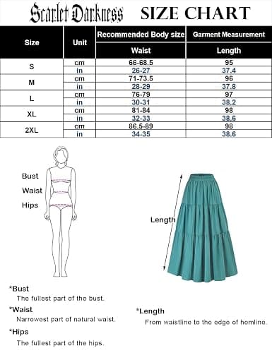 Scarlet Darkness Maxi Long Skirts for Women Summer Flowy Renaissance Skirt with Pockets thumbnail 4