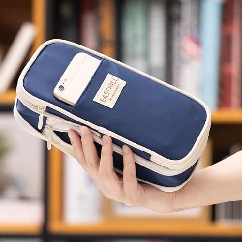 EASTHILL Big Capacity Pencil Case Large Pencil Pouch Stationery Pen Bag for Teen Girls-Navy thumbnail 6