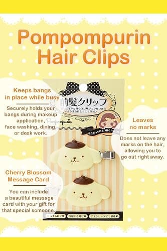 SanrioOriginal Hair Clips (Japan Import) - Includes Cherry Blossom Message Card (Pompompurin (Horizontal)), 1 Count (Pack of 1) thumbnail 2