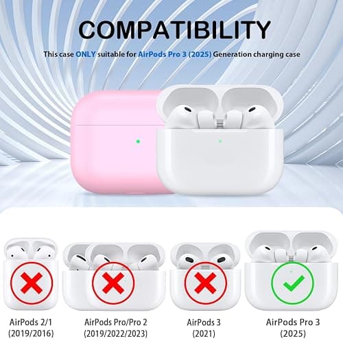 MHYALUDO for AirPods Pro 3 Case 2025, Military Grade Soft Silicone Shock-Absorbing for AirPods Pro 3rd Generation (USB-C Cable) with Lanyard and Cleaning Kit,Front LED Visible, Pink thumbnail 4