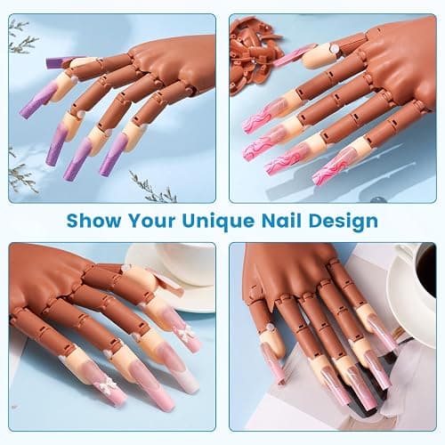 Wilfniee Magnetic Practice Hand for Acrylic Nails: Flexible Fake Nail Training Hand Practice - Manicure Hand Practice Kit for Beginners thumbnail 3