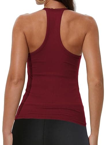Wine red workout top for women thumbnail 2