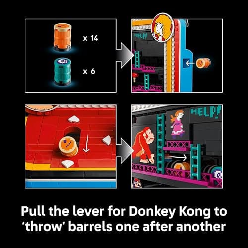 LEGO Super Mario Donkey Kong Arcade 72051 | Collectible Building Set for Adults, Ages 18+, Retro Arcade Decor, Working Levers & Joystick, 1,367 pieces, Gift for Gamers thumbnail 4