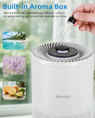 SLEVOO Air Purifier for Home Bedroom up to 1015 ft², Allergies Pet Hair, 3-in-1 Filter with hepa Air Purifier, Ultra Quiet 24 DB Sleep Mode,Aromatherapy,clean for Allergies,Pollutants,Smoke （White） thumbnail 7