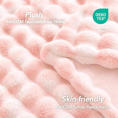 L'AGRATY Faux Fur Throw Blanket for Couch, 50'' x 60'', Tie-Dye Light Pink | Soft Cozy Bubble Fluffy Blanket for Sofa Bed, Thick Warm Plush Fuzzy Throw for Room Home Decor, Luxury Gift for Women Mom thumbnail 3