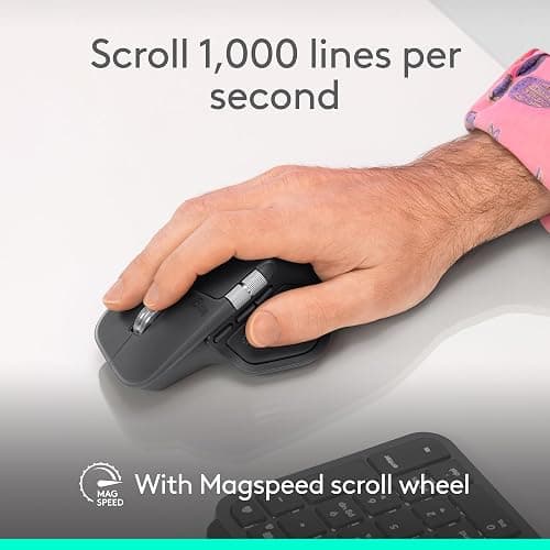 Logitech MX Master 4, Ergonomic Wireless Mouse with Advanced Performance Haptic Feedback, Ultra-Fast Scrolling, USB-C Charging, Bluetooth, Windows, MacOS - Graphite thumbnail 4