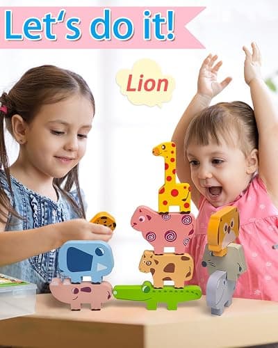 Vaiheng Toys for Toddlers 1-3, Montessori Toys for 1 2 3 Year Old Boys & Girls, Toy Age 2-4 0-2 Kids Baby, 1 2 3 Year Old Girls Boys Gifts, Wooden Animal Blocks Stacking Education Puzzles Toy thumbnail 2