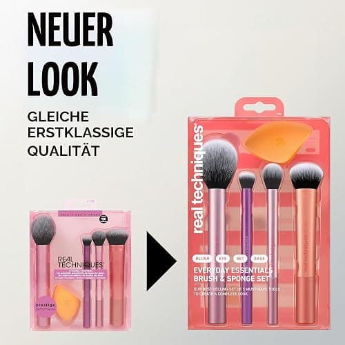 Real Techniques Everyday Essentials + Make-up-Schwamm-Set, Make-up-Pinsel und Make-up-Mixer-Schwamm, für Foundation, Rouge, Bronzer, Lidschatten und Puder, 5-teiliges Set thumbnail 9