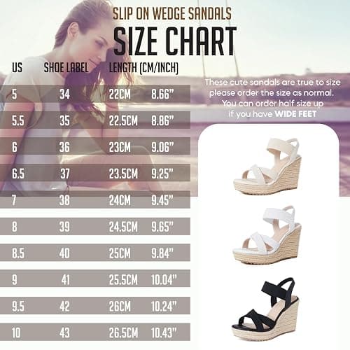 mikarka Wedges Heels for Women - Open Toe Espadrilles Platform Sandals | Elastic Strappy Sandals for Women, Slip-On Easy to Walk, Comfy Cushion Insole, Daily Wear for Dressy, Beach & Island Vacation thumbnail 7