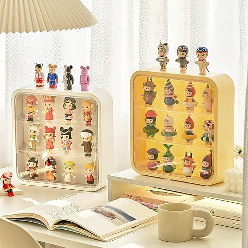 Wall Mount Display Case for Figures - Space Saving & Adjustable Acrylic Storage Box with Magnetic Door, Dustproof & Moisture Proof for Lego Pop Mart Action Figures (Pink) thumbnail 2